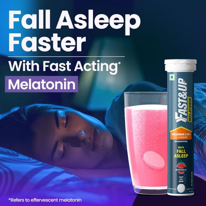 Fast&Up Melatonin with 5 mg Melatonin + 100 mg L-Theanine (20 Effervescent tablets) | Helps fall asleep faster & Wake up refreshed | Fast Acting, 100% Natural, Non-Addictive - Strawberry flavour - Image 5