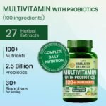 Vlado's Himalayan Organics Multivitamin for Men & Women with Probiotics | 100+ Ingredients including Vitamins B1–B12, Vitamin C, D & E | Zinc, Iron, Calcium, Biotin | 100 Nutrients, 27+ Herbal Extracts, 10+ Blends | Immunity, Energy, Stamina, Bone, Skin & Hair Support | Daily Multivitamin Tablets | 180 Count - Image 3