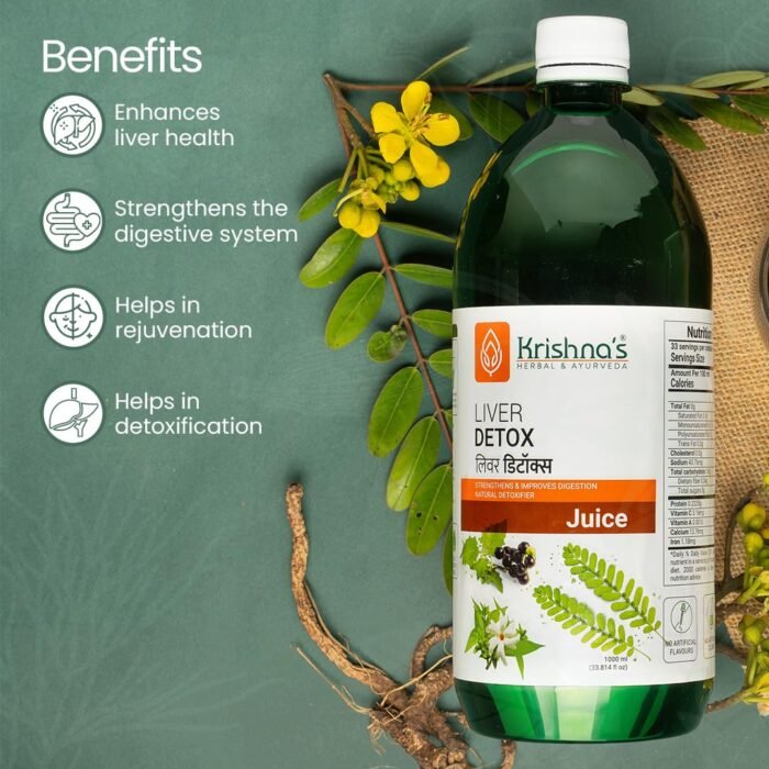 KRISHNA'S HERBAL & AYURVEDA Liver Detox Juice, Strengthens & Improves Digestion, Natural Rejuvenator & Liver Detoxifier, No Artificial Colors or Flavors, 1000 Ml - Image 3