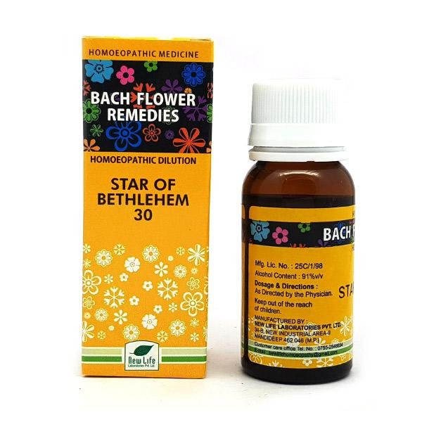 New-Life-Bach-Flower-Star-Of-Bethlehem.jpg New Life Bach Flower Star Of Bethlehem (30ml) For mental plight, shocks, emotional damage - Image 1
