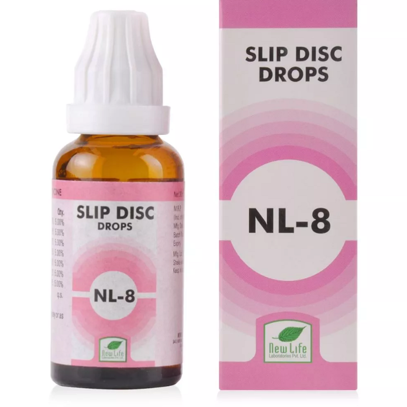 New-Life-NL-8-Slip-Disc-Drops-30ml.png New Life NL-8 (Slip Disc Drops) (30ml) For Lower Back, Prolapse of Vertebral Disc after Injury, Wrong Posture - Image 1