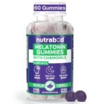 Nutrabud Melatonin Sleep Gummies 3mg For Men, Women | No Added Sugar | Fall Asleep Fast & Restful Deep Sleep | Blackcurrant Flavor Veg Gummy Supplement (60 Count (Pack of 1)