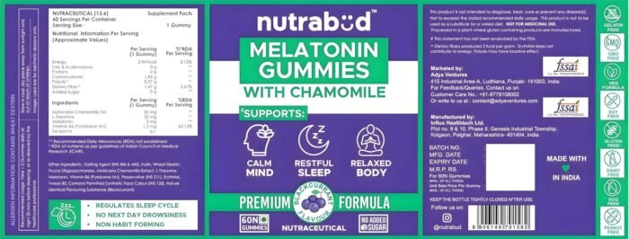 Nutrabud Melatonin Sleep Gummies 3mg For Men, Women | No Added Sugar | Fall Asleep Fast & Restful Deep Sleep | Blackcurrant Flavor Veg Gummy Supplement (60 Count (Pack of 1) - Image 8