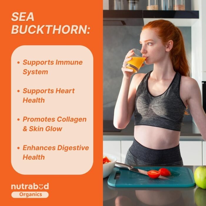 Nutrabud Organics Himalayan Sea Buckthorn Berry Juice - 500 ml - Natural Source of Vitamin C, Omega 3 6 7 9, Antioxidants For Immunity, Skin Glow & Gut Health - 50 Glasses (500ml (Pack of 1)) - Image 3