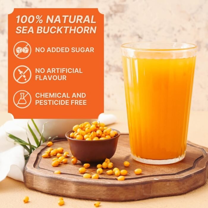 Nutrabud Organics Himalayan Sea Buckthorn Berry Juice - 500 ml - Natural Source of Vitamin C, Omega 3 6 7 9, Antioxidants For Immunity, Skin Glow & Gut Health - 50 Glasses (500ml (Pack of 1)) - Image 4