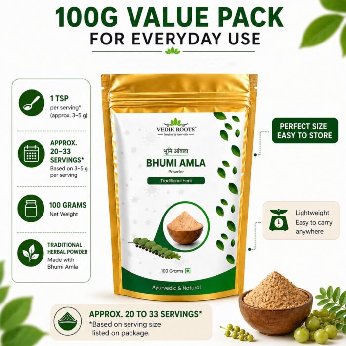 Vedikroots Bhumi Amla Powder 100G | Organic Bhumi Amla Churna for Liver Support, Detox & Digestion | Herbal Supplement (Pack Of 01) - Image 6