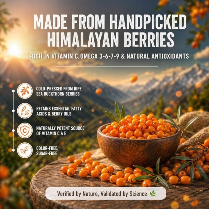 Rogcare Sea Buckthorn Juice 500ml Packed in a Glass Bottle | Cold-Pressed Sea Buckthorn Pulp Concentrate from Ladakh Himalayas (-40°C) Rich in Natural Vitamin C, Omega 3, 6, 7, 9 & Antioxidants | Skin Glow & Gut Health - Image 7