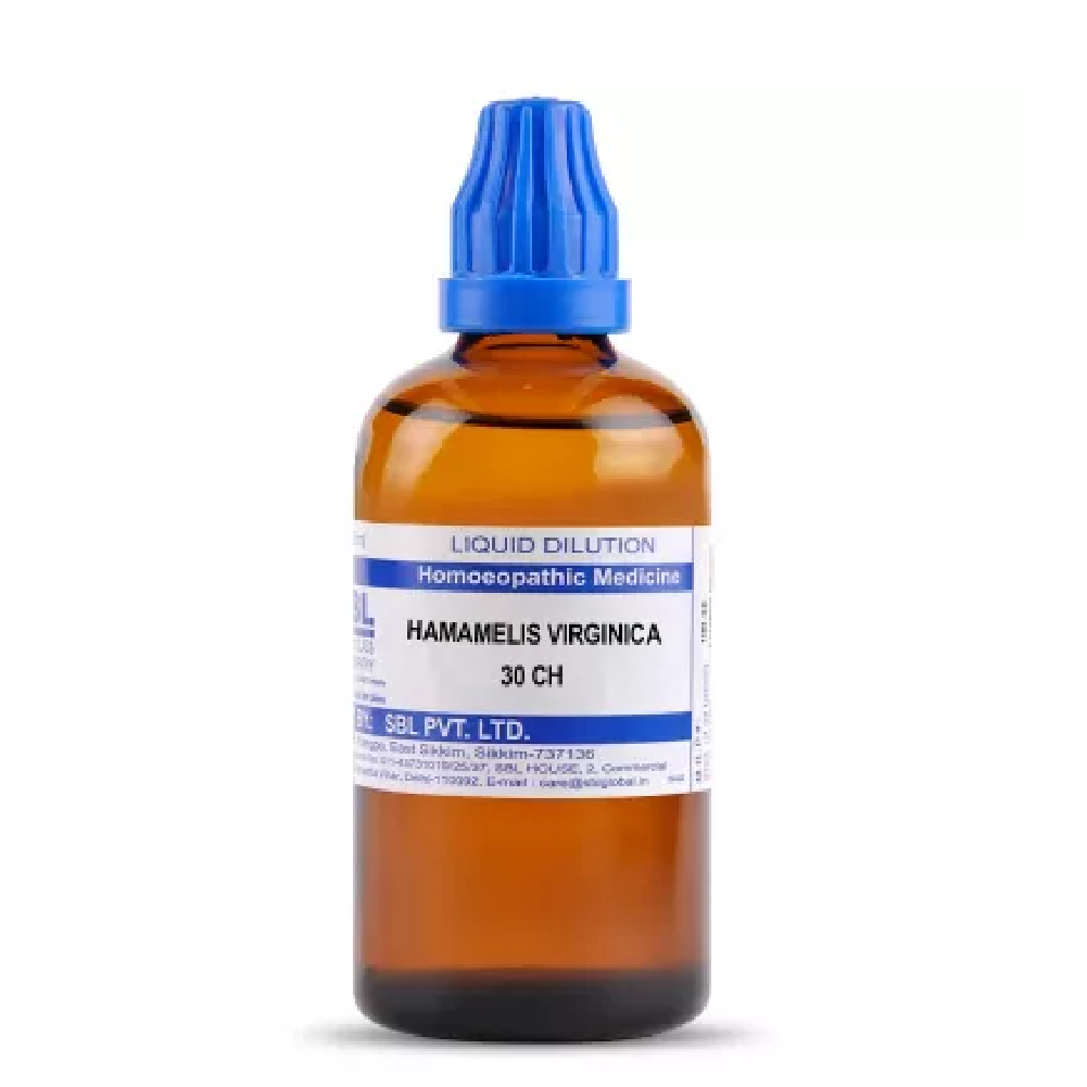 SBL-Hamamelis-Virginica-30-CH-100ml.png SBL Homeopathic Hamamelis Virginica Dilution (30 ML / 100 ML) For Composition Relieves Pain - Image 1