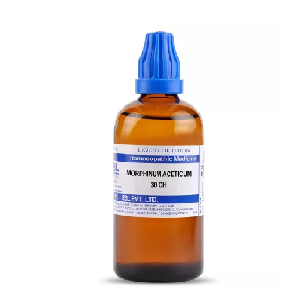 SBL-Morphinum-Aceticum-30-CH-100ml.png SBL Homeopathic Morphinum Aceticum Dilution (30ml / 100 ML) For Vomiting, Stomach Pain - Image 1