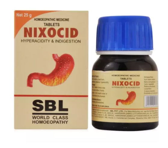 SBL-Nixocid-Tabs-25g.1.png SBL Homeopathic Nixocid Tablet for Constipation and Gastritis 25g for Indigestion Acidity heartburn - Image 1