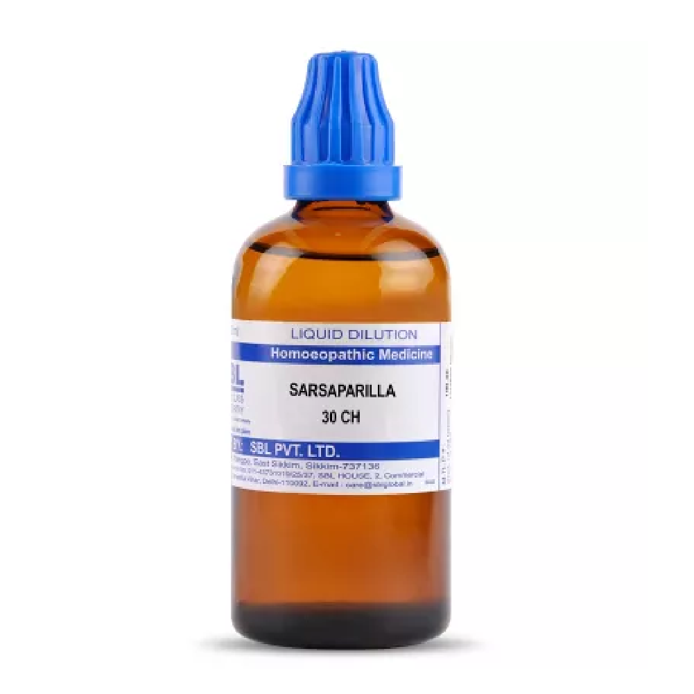 SBL-Sarsaparilla-30-CH-100ml.png SBL Homeopathic Sarsaparilla Dilution (30 ML / 100 ML) For Eczema Digestive Disorders Kidney Diseases - Image 1