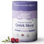 The Body Reserve Quick Sleep Melatonin Gummies For Natural Sleep Aid For Muscle Recovery,Nerve Relaxation & Relieves Stress Vegan,Gluten-Free,Non-Addictive Cranberry Flavours,30 Gummies,No Added Sugar