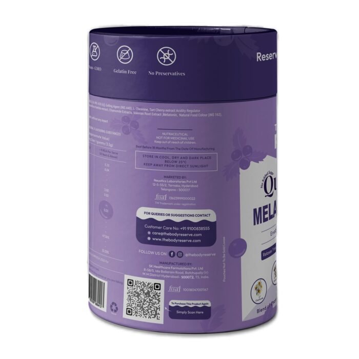 The Body Reserve Quick Sleep Melatonin Gummies For Natural Sleep Aid For Muscle Recovery,Nerve Relaxation & Relieves Stress Vegan,Gluten-Free,Non-Addictive Cranberry Flavours,30 Gummies,No Added Sugar - Image 8