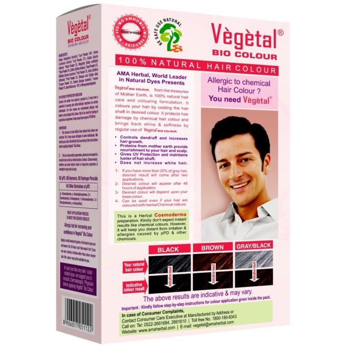 Vegetal Bio Hair Colour - Dark Brown 50g Achieve Natural, Ammonia-Free Hair Color PPD-Free, 100% Herbal Certified Organic for Men and Women UV Protection and Luster Maintenance Complete Kit - Image 2