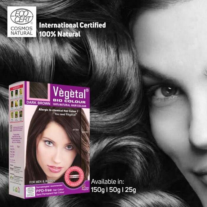 Vegetal Bio Hair Colour - Dark Brown 50g Achieve Natural, Ammonia-Free Hair Color PPD-Free, 100% Herbal Certified Organic for Men and Women UV Protection and Luster Maintenance Complete Kit - Image 5