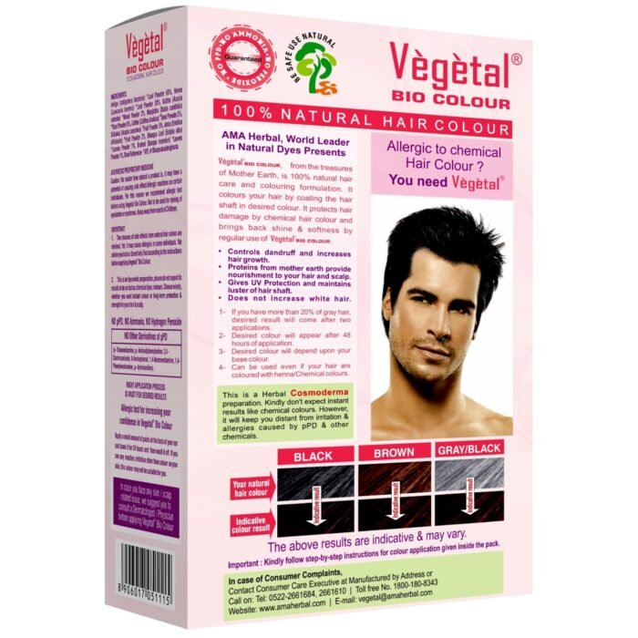 Vegetal Bio Hair Colour - Soft Black | 50g | Achieve Natural, Ammonia-Free Hair Color | PPD-Free, 100% Herbal Certified Organic for Men and Women | UV Protection and Luster Maintenance | Complete Kit - Image 2