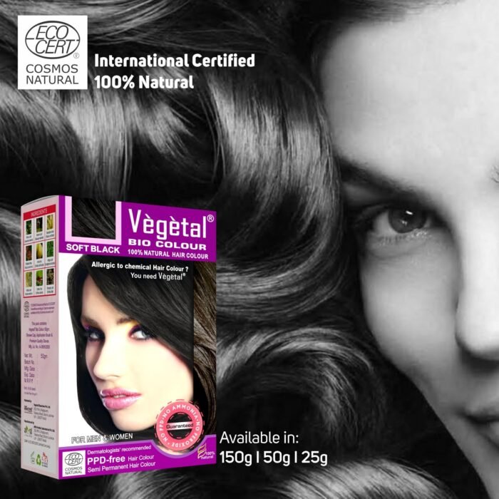 Vegetal Bio Hair Colour - Soft Black | 50g | Achieve Natural, Ammonia-Free Hair Color | PPD-Free, 100% Herbal Certified Organic for Men and Women | UV Protection and Luster Maintenance | Complete Kit - Image 7