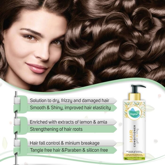 Vegetal Hair Conditioner 200 gms - Made of 100% natural bio-active extracts of Amla, Shikakai & Lemon- Free of Parabens, Silicon & Harmful Chemicals - Image 5