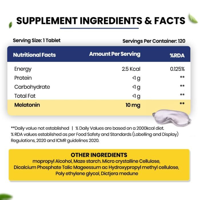 Vlado's Himalayan Organics Melatonin 10mg Sleep Tablets – Sleeping Pills - Melatonin for Deep Sleep, Restful Nights, and Effective Sleep DoseI Non-Habit Forming | for Women & Men – 120 Tablets - Image 3