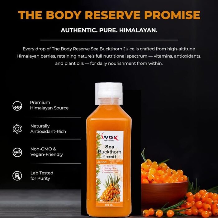 WDK Sea Buckthorn Juice 500ml | Immunity Booster, Skin Care & Detox | Rich in Omega 3, 6, 7, 9, Vitamins C, E & Antioxidants | Sugar-Free - Image 4