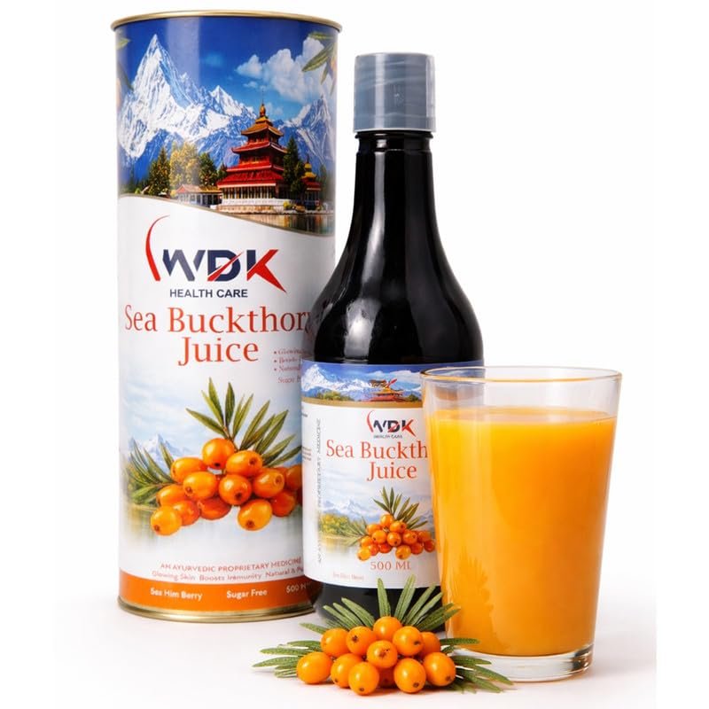 WDK Sea Buckthorn Juice 500ml – Pure Natural 1 WDK Sea Buckthorn Juice 500ml – Pure Natural Himalayan Berry Juice, Sugar-Free, Rich in Vitamin C, Omega 3 6 7 9, Powerful Antioxidant, Boosts Immunity, Improves Skin Glow, Supports Digestion & Overall Health - Image 1