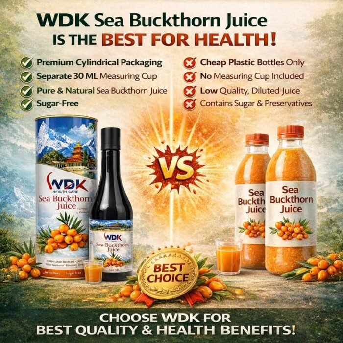 WDK Sea Buckthorn Juice 500ml – Pure Natural Himalayan Berry Juice, Sugar-Free, Rich in Vitamin C, Omega 3 6 7 9, Powerful Antioxidant, Boosts Immunity, Improves Skin Glow, Supports Digestion & Overall Health - Image 5
