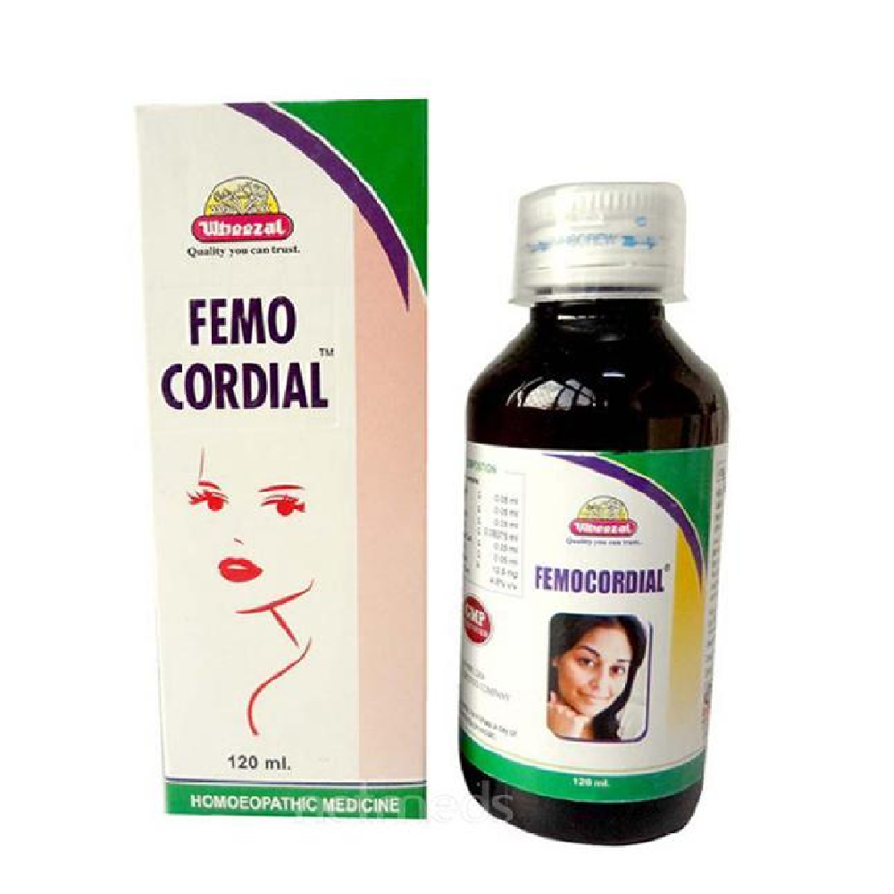 Wheezal-Femocordial-Syrup-120-ML.png Wheezal Femocordial Syrup (120 ML) For Vertigo, Headache - Image 1