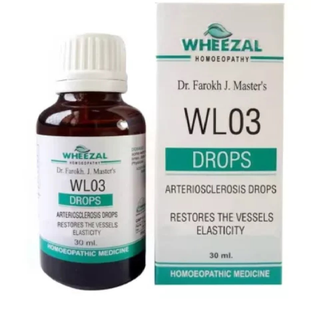 Wheezal Homeopathic WL03 Arteriosclerosis Drop – 30ml for Wheezal Homeopathic WL03 Arteriosclerosis Drop - 30ml for Chest Pain & Angina Cholesterol levels - Image 1