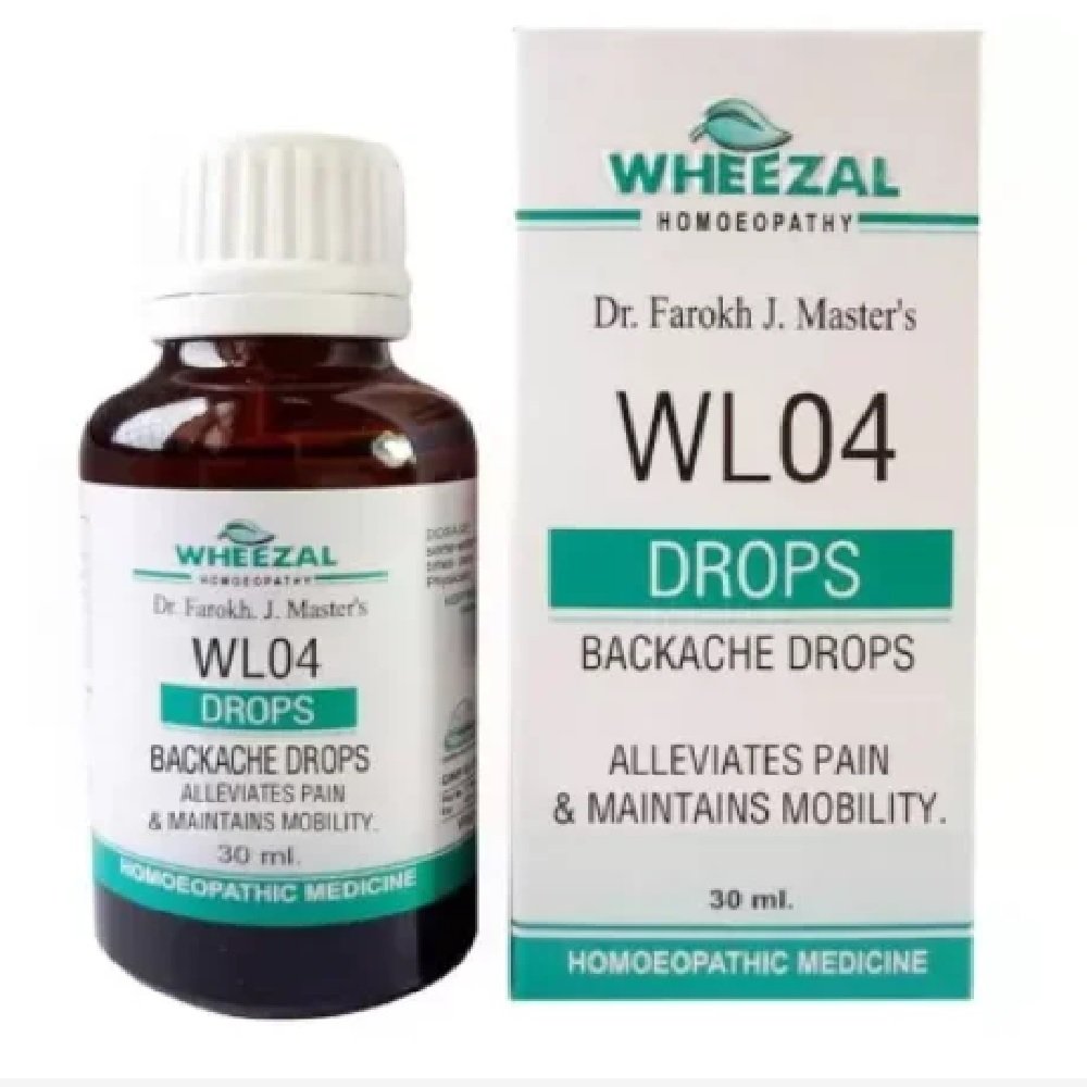 Wheezal Homeopathic WL04 Backache Drop – 30ml for 1 Wheezal Homeopathic WL04 Backache Drop - 30ml for Sciatica Back & Knee Pain - Image 1