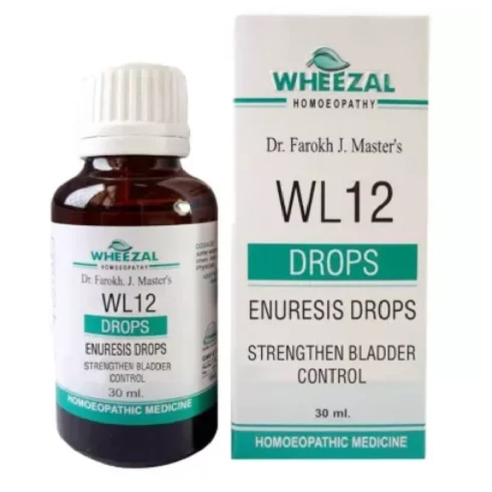 Wheezal Homeopathic WL09 Convulsion Drop – 30ml for muscles pain Wheezal Homeopathic WL12 Enuresis Drop - 30ml for Bed Wetting anxiety - Image 1