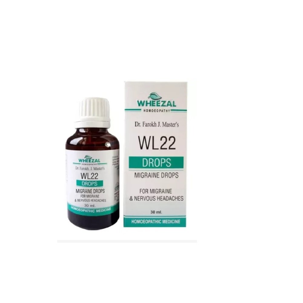 Wheezal Homeopathic WL22 Migraine Drop – 30ml for 1 Wheezal Homeopathic WL22 Migraine Drop - 30ml for Headache Nausea Vomiting - Image 1