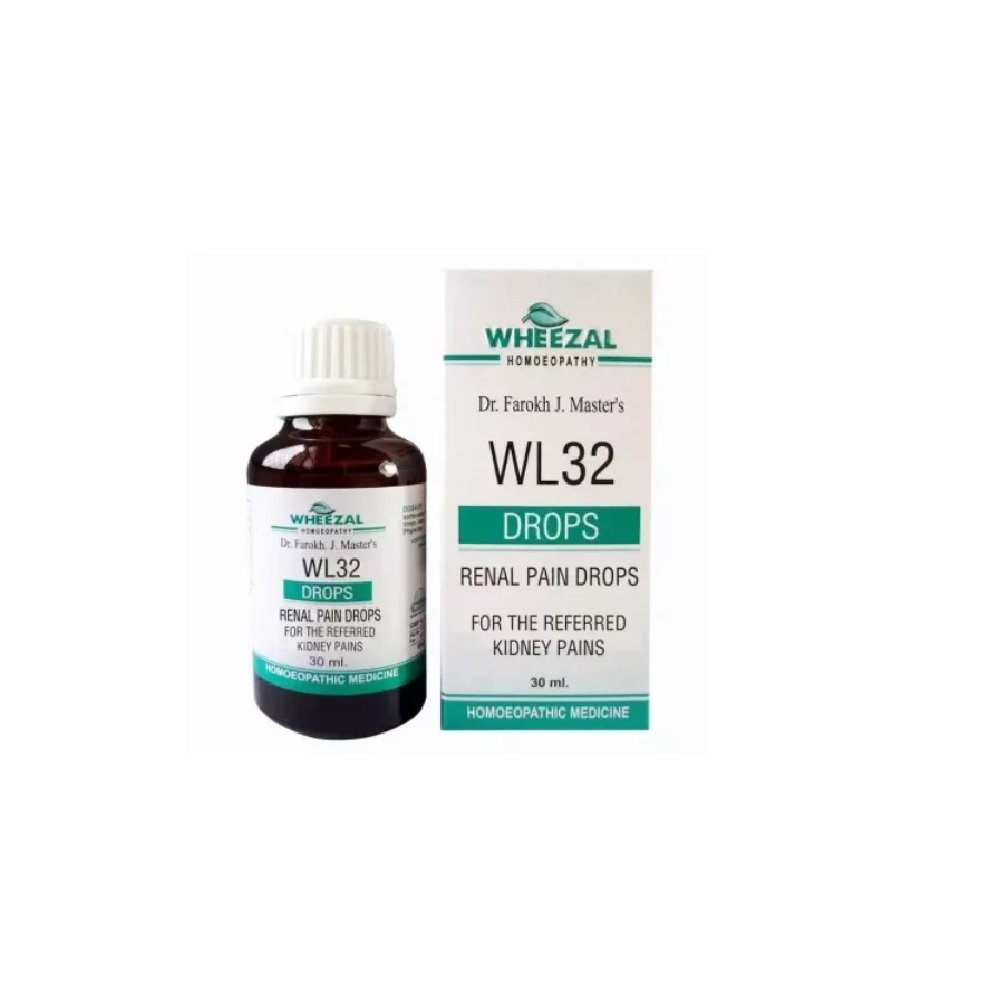 Wheezal Homeopathic WL32 Renal Pain Drop – 30ml for Wheezal Homeopathic WL32 Renal Pain Drop - 30ml for kidney stones Kidney pains - Image 1
