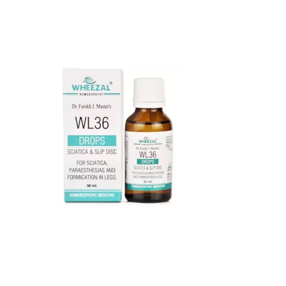 Wheezal Homeopathic WL36 Sciatica And Slip Disc Drop 30ml Wheezal Homeopathic WL36 Sciatica And Slip Disc Drop 30ml for Back Pain - Image 1