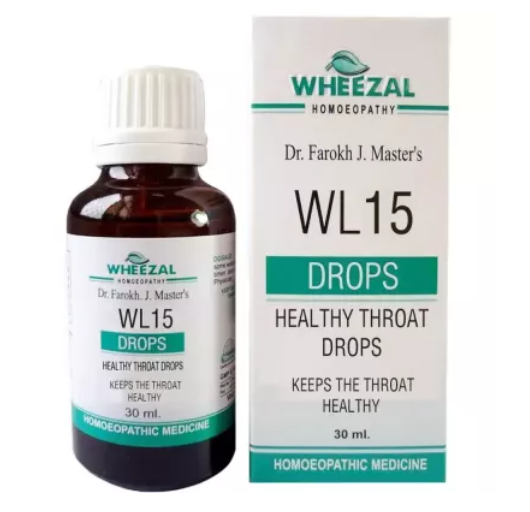 Wheezal-WL-15-Healthy-Throat-Drops-30ml.1.png Wheezal Homeopathic WL15 Healthy Throat Drop - 30ml for cough and cold - Image 1