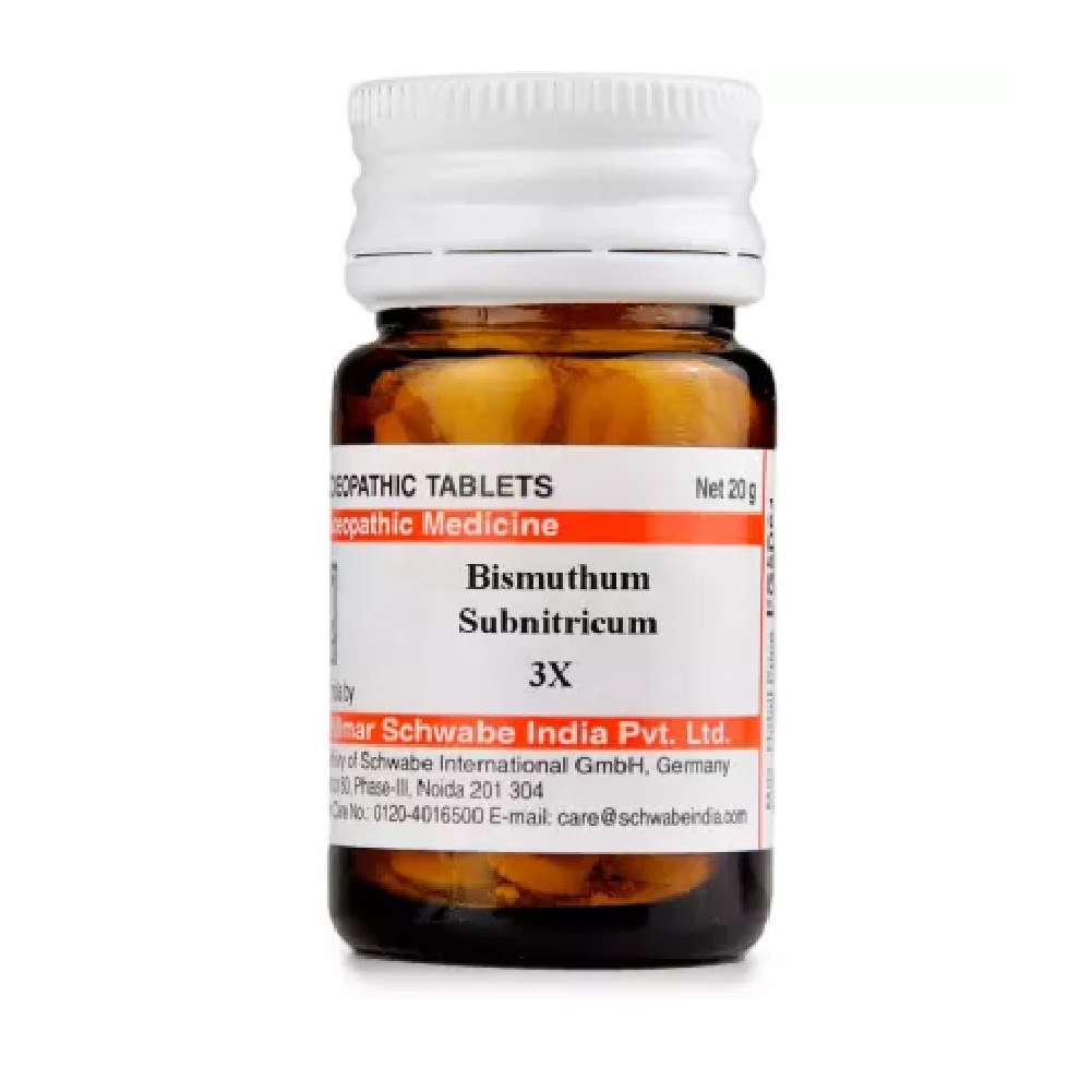 Willmar-Schwabe-India-Bismuthum-Subnitricum-3X-20g.png Willmar Schwabe India Bismuthum Subnitricum (20g) For Vomiting, Vertigo, Digestion - Image 1