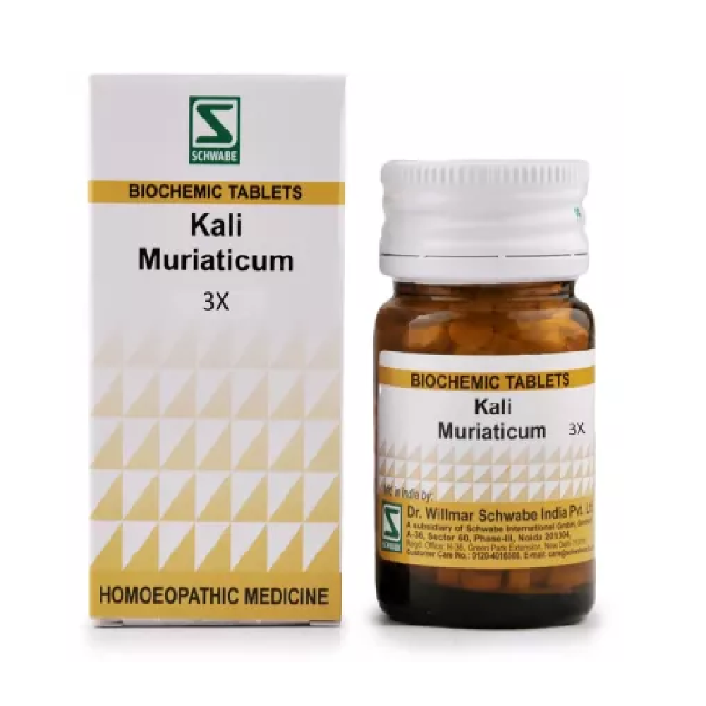 Willmar-Schwabe-India-Kali-Muriaticum-3X-20g.png Willmar Schwabe India Kali Muriaticum (20g) For Acne, Eczema, Bleeding Gum - Image 1
