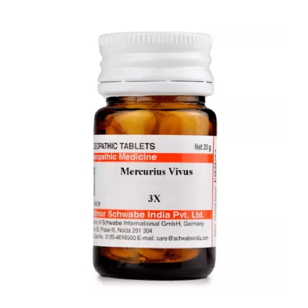 Willmar-Schwabe-India-Mercurius-Vivus-3X-20g.png Willmar Schwabe India Mercurius Vivus (20g) For Diarhoea, Bleeding Gum - Image 1
