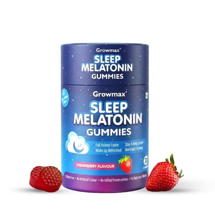 GROWMAX melatonin 5mg gummies for healthy sleeping | Sugar free deep sleep supplements for men & women | Helps with insomnia, fall asleep faster & non habit forming | Strawberry flavour | 30 gummies - Image 2