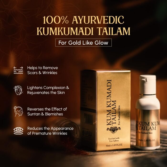 vasu Kum Kumadi Tailam 50 ml Oil Enriched With Pure Saffron For Radiant Skin - Image 2