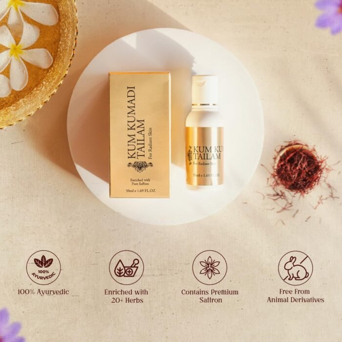 vasu Kum Kumadi Tailam 50 ml Oil Enriched With Pure Saffron For Radiant Skin - Image 5