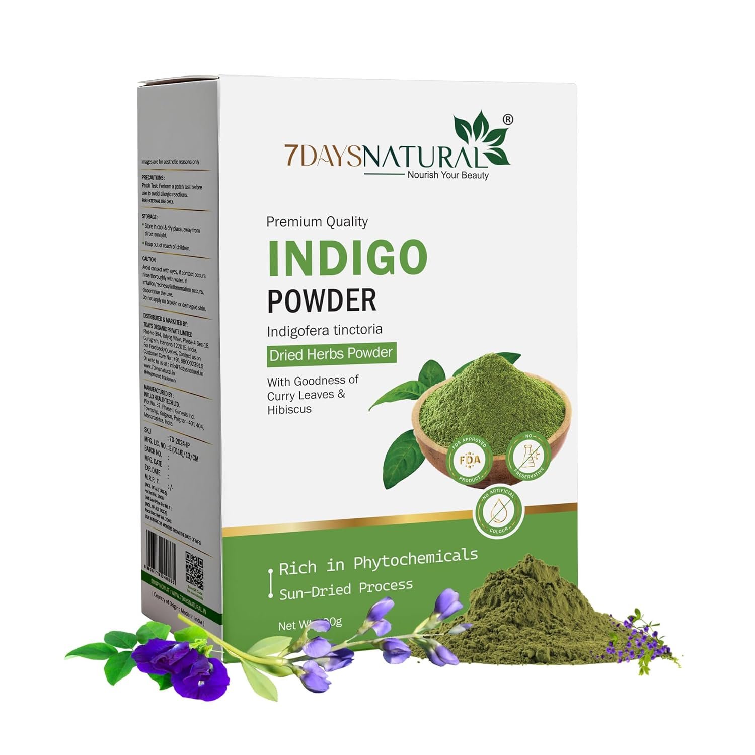 7DAYSNATURAL Indus Valley Organic Herbal Indigo Powder 1 7DAYSNATURAL Indus Valley Organic Herbal Indigo Powder for Natural Color, 100% Organic & Chemical-Free, Helps Protect Hair from Damage and Supports Healthy Hair – 200g - Image 1