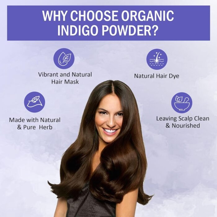 7DAYSNATURAL Indus Valley Organic Herbal Indigo Powder for Natural Color, 100% Organic & Chemical-Free, Helps Protect Hair from Damage and Supports Healthy Hair – 200g - Image 3