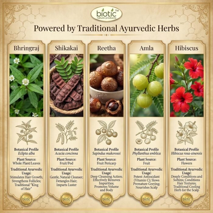 Biotic Natural Shikakai, Amla, Reetha, Bhringraj, Hibiscus Powder - 500 gms (100 gms Each) - Image 5
