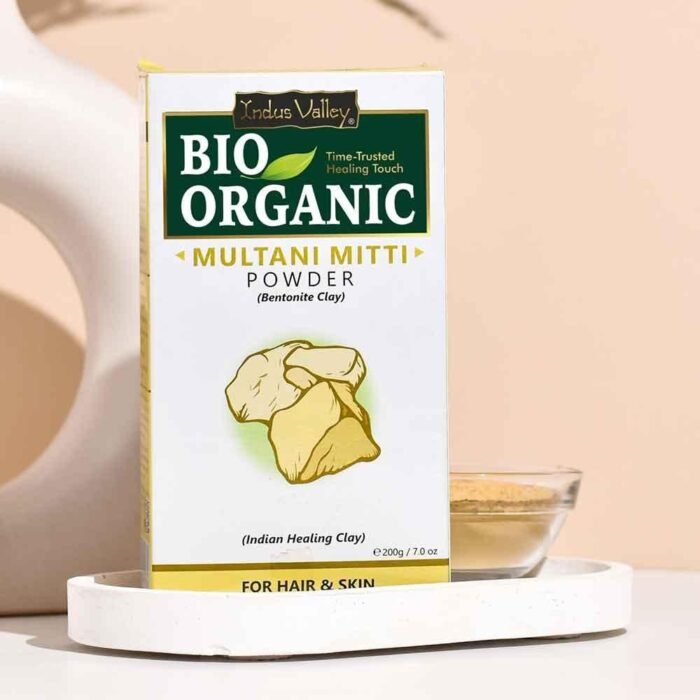 INDUS VALLEY Bio Organic Multani Mitti Powder Natural Fuller’s Earth for Face & Hair Packs Removes Dead Skin, Cleanses Pores, Reduces Dandruff & Scalp Itchiness Soft & Glowing Skin (200g) - Image 6
