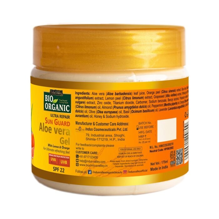 INDUS VALLEY Bio Organic Sun Guard Aloe Vera Gel With Lemon & Orange For Ultimate Refreshing Feel (175ml) - Image 6