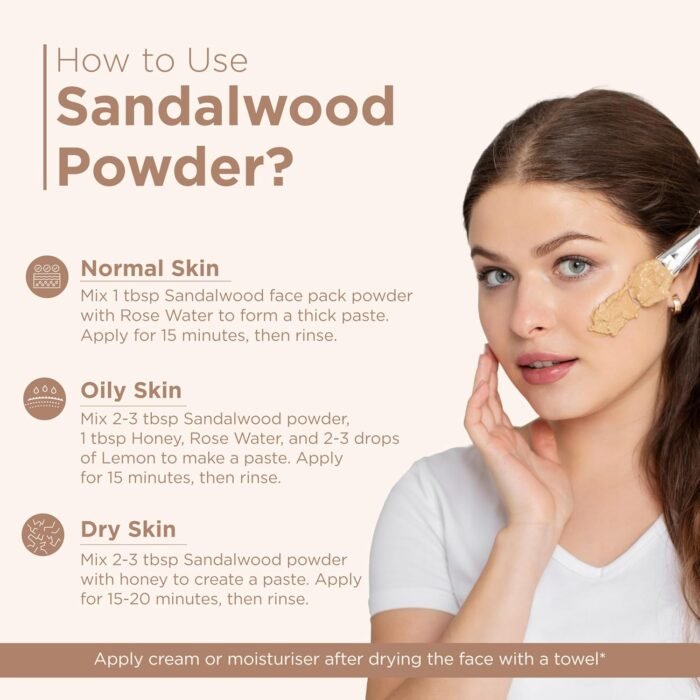 Indus Valley Bio Organic Sandalwood Face Pack Powder Lightens Suntan, Dark Spots & Pigmentation Prevents Acne Breakouts Enriched with Chandan Powder for Glowing Skin & Tan Removal (200g) - Image 3