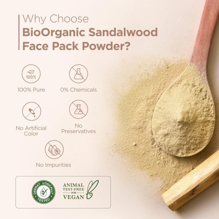 Indus Valley Bio Organic Sandalwood Face Pack Powder Lightens Suntan, Dark Spots & Pigmentation Prevents Acne Breakouts Enriched with Chandan Powder for Glowing Skin & Tan Removal (200g) - Image 6