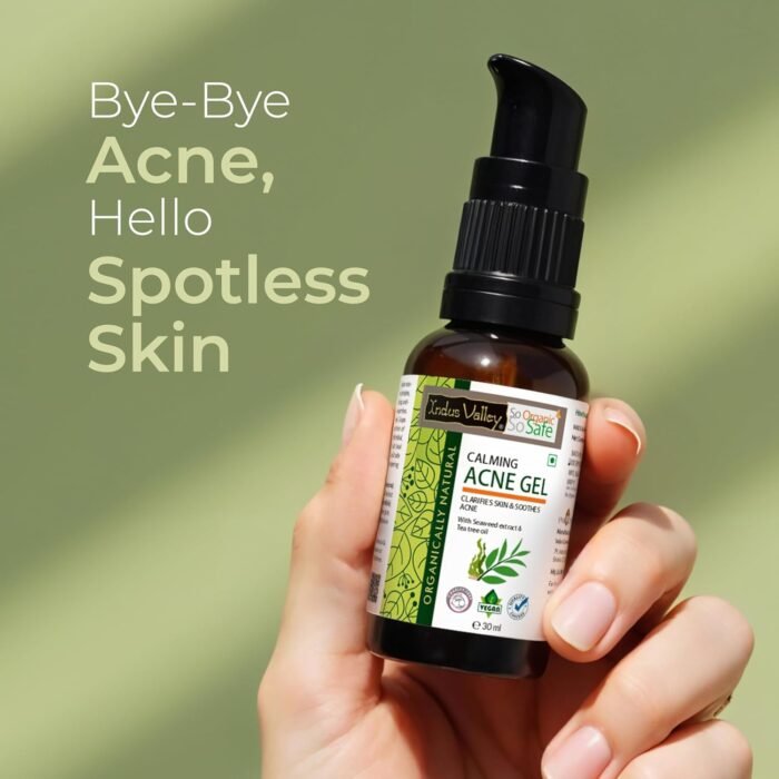 Indus Valley Calming Acne Gel with Seaweed Extract & Tea Tree Oil for Pimples, Soothes, Clarifies, and Refreshes Skin Naturally – 30ml - Image 6