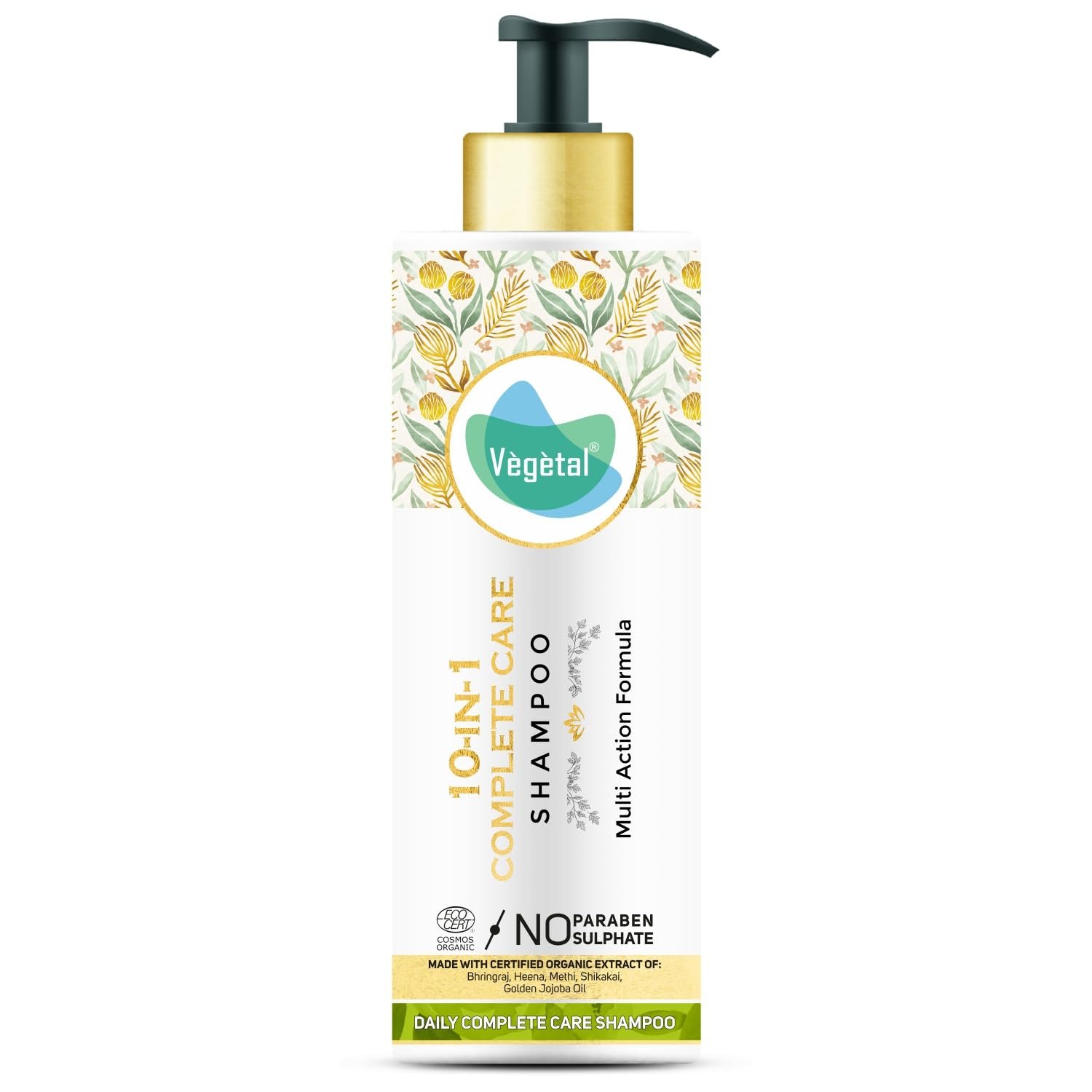 Vegetal 10 in 1 Shampoo 1 Vegetal 10 in 1 Shampoo for Dry and Damaged Hair- 200ml (Sulphate & Paraben Free Certified Organic Shampoo for Men & women) - Image 1