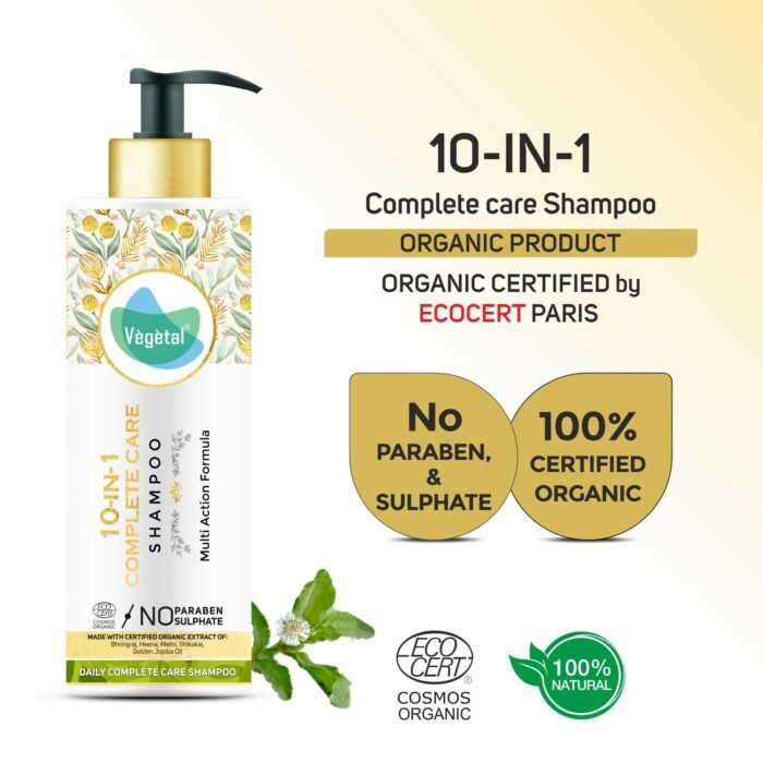 Vegetal 10 in 1 Shampoo for Dry and Damaged Hair- 200ml (Sulphate & Paraben Free Certified Organic Shampoo for Men & women) - Image 5